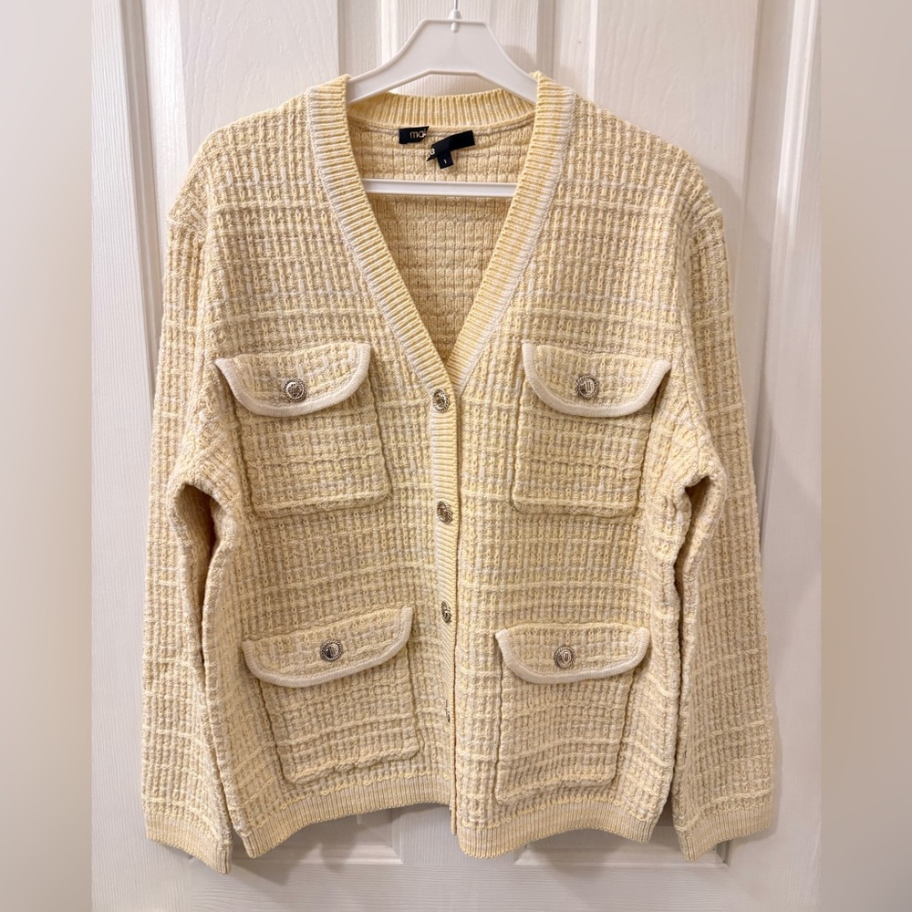 Maje tweed-effect knit cardigan